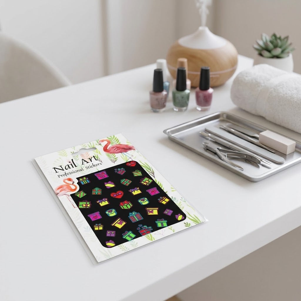 Nail Art Professional Stickers 3D de Regalos y Corazones Código 0004