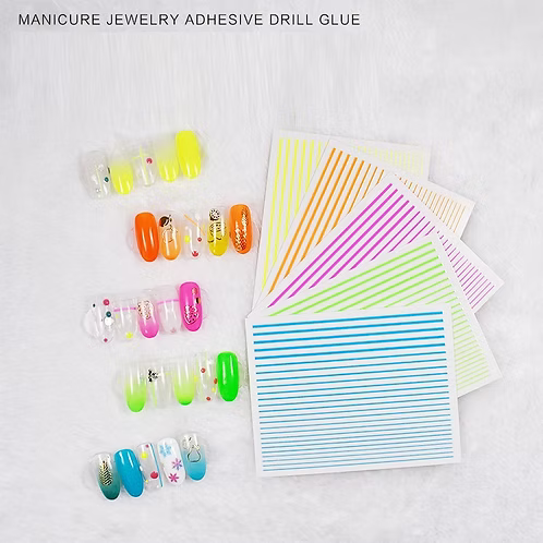 Joyful Nail Stickers de Líneas Verde Neón para Uñas 0005