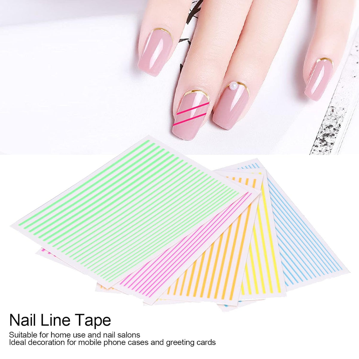 Joyful Nail Stickers de Líneas Verde Neón para Uñas 0005