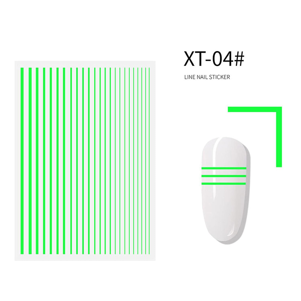 Joyful Nail Stickers de Líneas Verde Neón para Uñas 0005