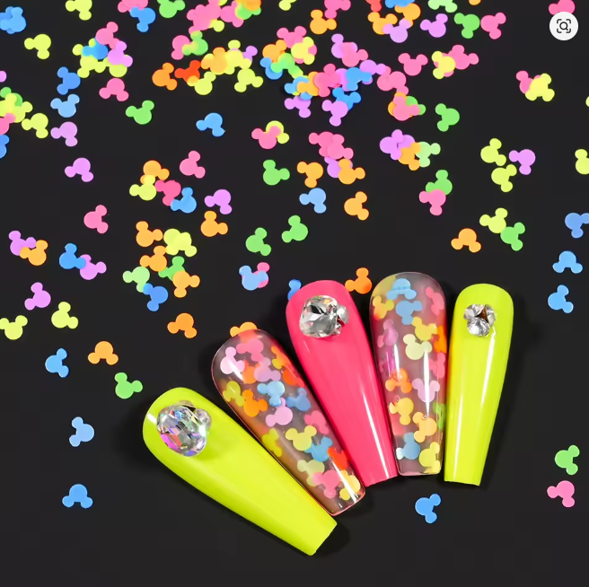 Confeti Fluorescente Multicolor para Uñas Tipo Ratón NSB0073