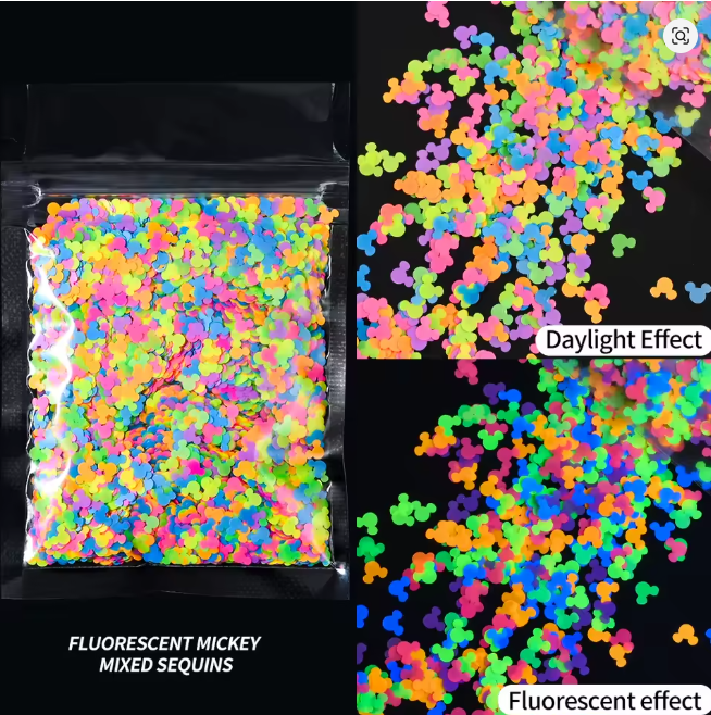 Confeti Fluorescente Multicolor para Uñas Tipo Ratón NSB0073