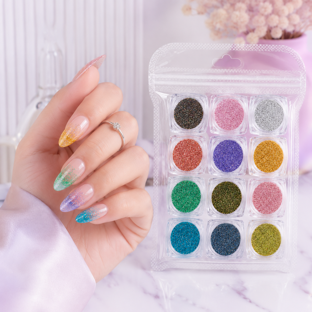 Spiral Glitter Holográfico para Uñas 12 Colores NSB0114