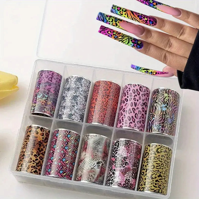 Spiral Nail Foil NSB0127 – Set de 10 Rollos Animal Print para Uñas