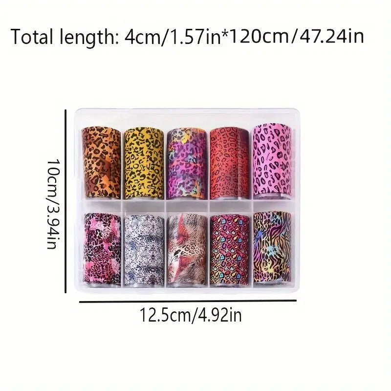 Spiral Nail Foil NSB0127 – Set de 10 Rollos Animal Print para Uñas