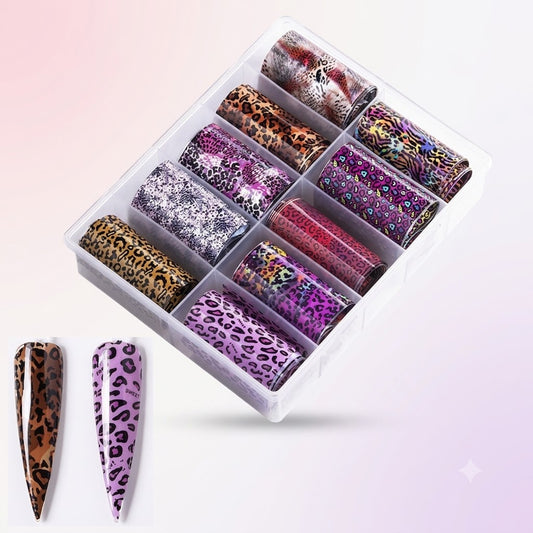 Spiral Nail Foil NSB0127 – Set de 10 Rollos Animal Print para Uñas