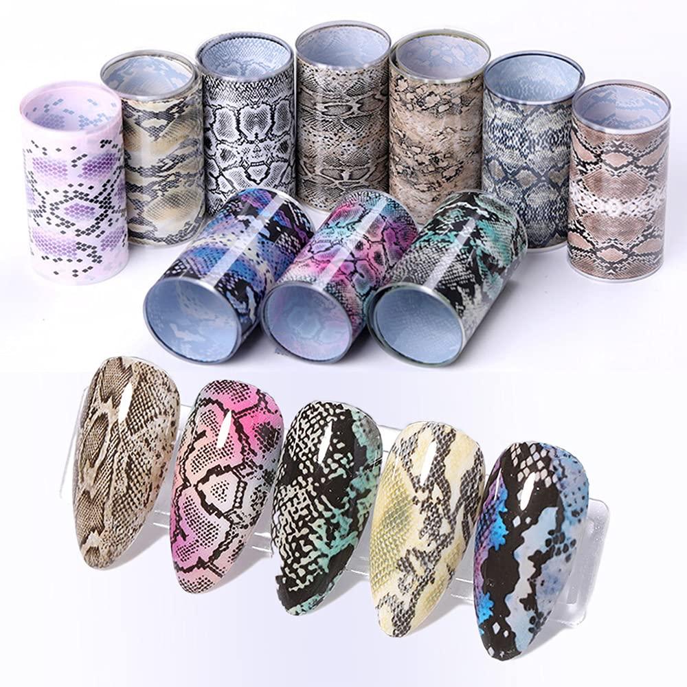 Spiral Nail Foil NSB0128 – Set de 10 Rollos con Estampados de Serpiente para Uñas