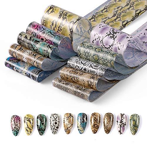 Spiral Nail Foil NSB0128 – Set de 10 Rollos con Estampados de Serpiente para Uñas