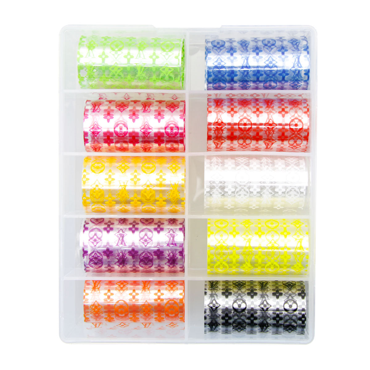 Spiral Nail Foils NSB0129 – Set de 10 Rollos Multicolor para Decoración de Uñas
