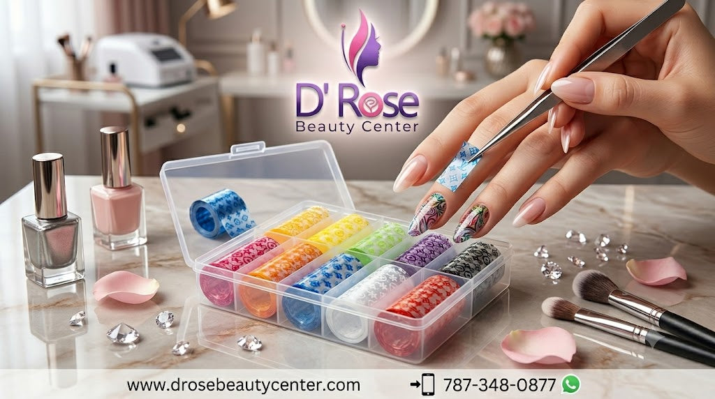 Spiral Nail Foils NSB0129 – Set de 10 Rollos Multicolor para Decoración de Uñas