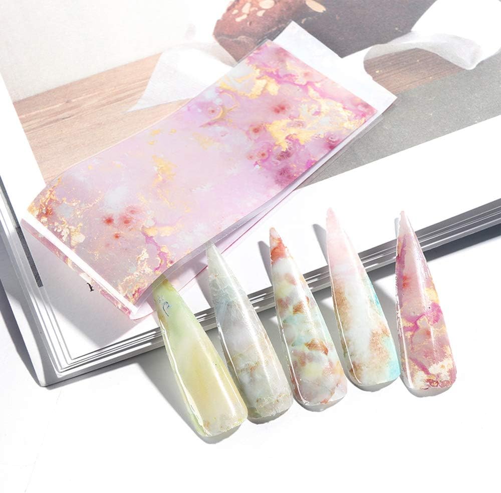 Spiral Nail Foil NSB0133 – Set de 10 Rollos Mármol, Galaxia y Acuarela