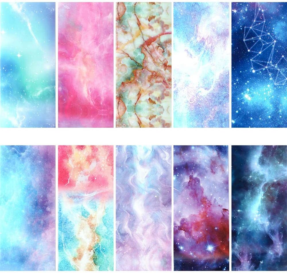 Spiral Nail Foil NSB0133 – Set de 10 Rollos Mármol, Galaxia y Acuarela