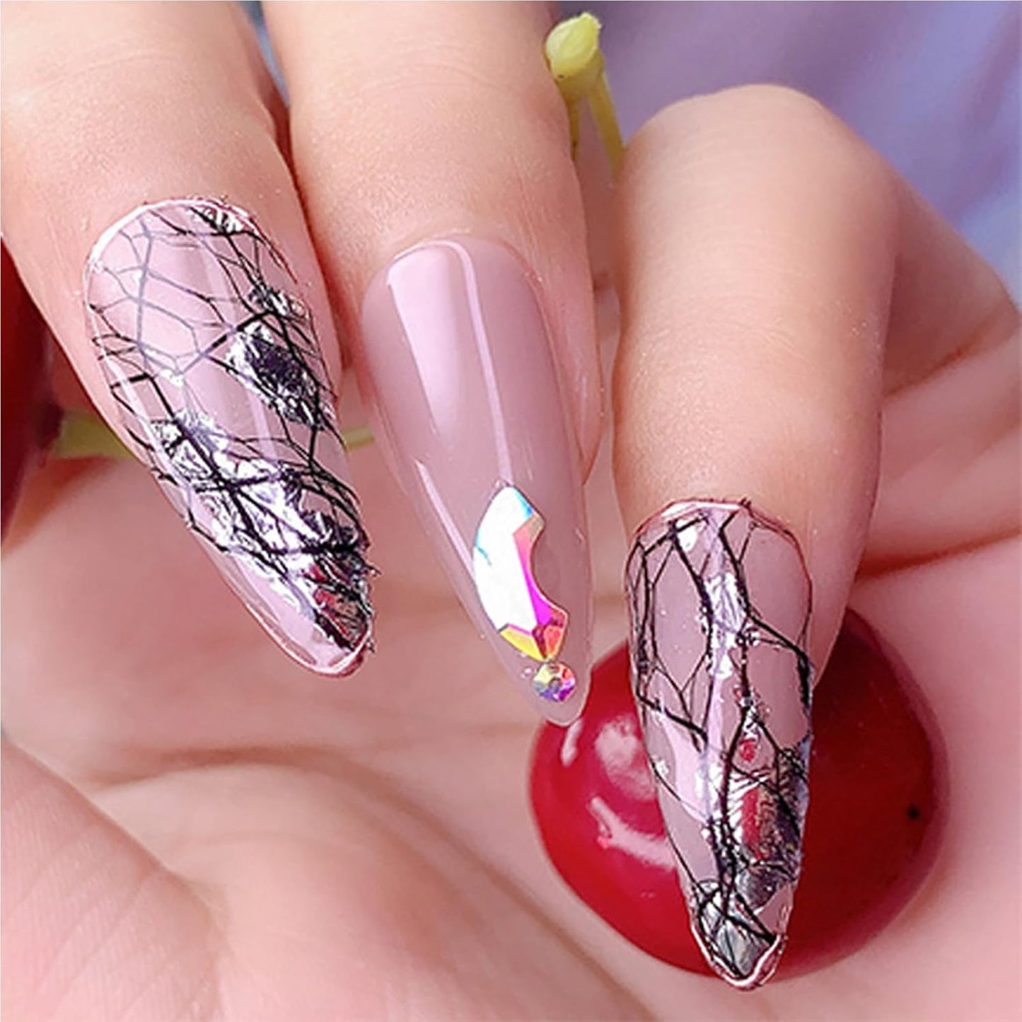 Spiral Nail Foil NSB0142 – Set de 10 Rollos Metálicos Dorados y Plateados para Uñas