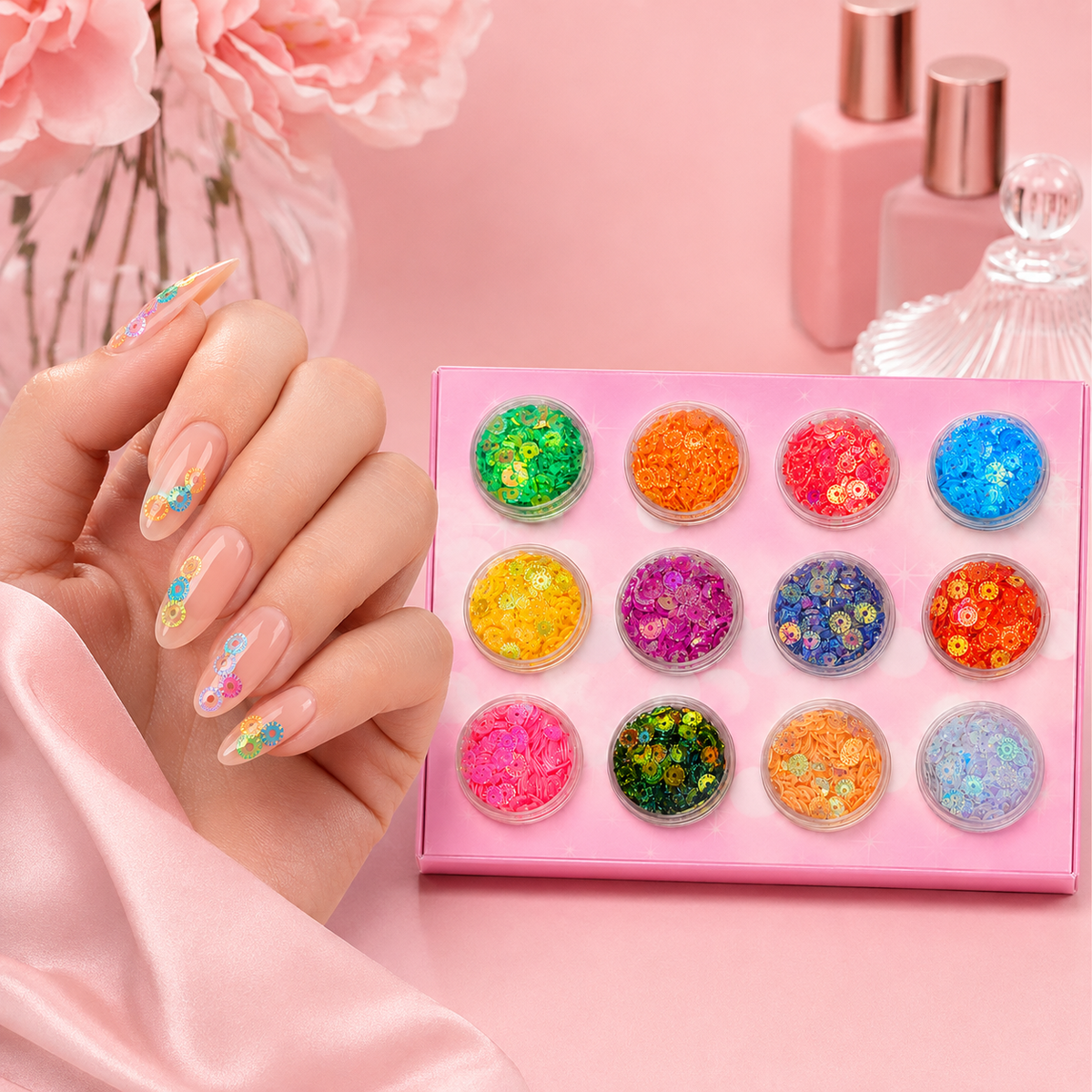 Spiral Bisutería o Gangarrias Holográficas para Uñas 12 Colores NSB0154