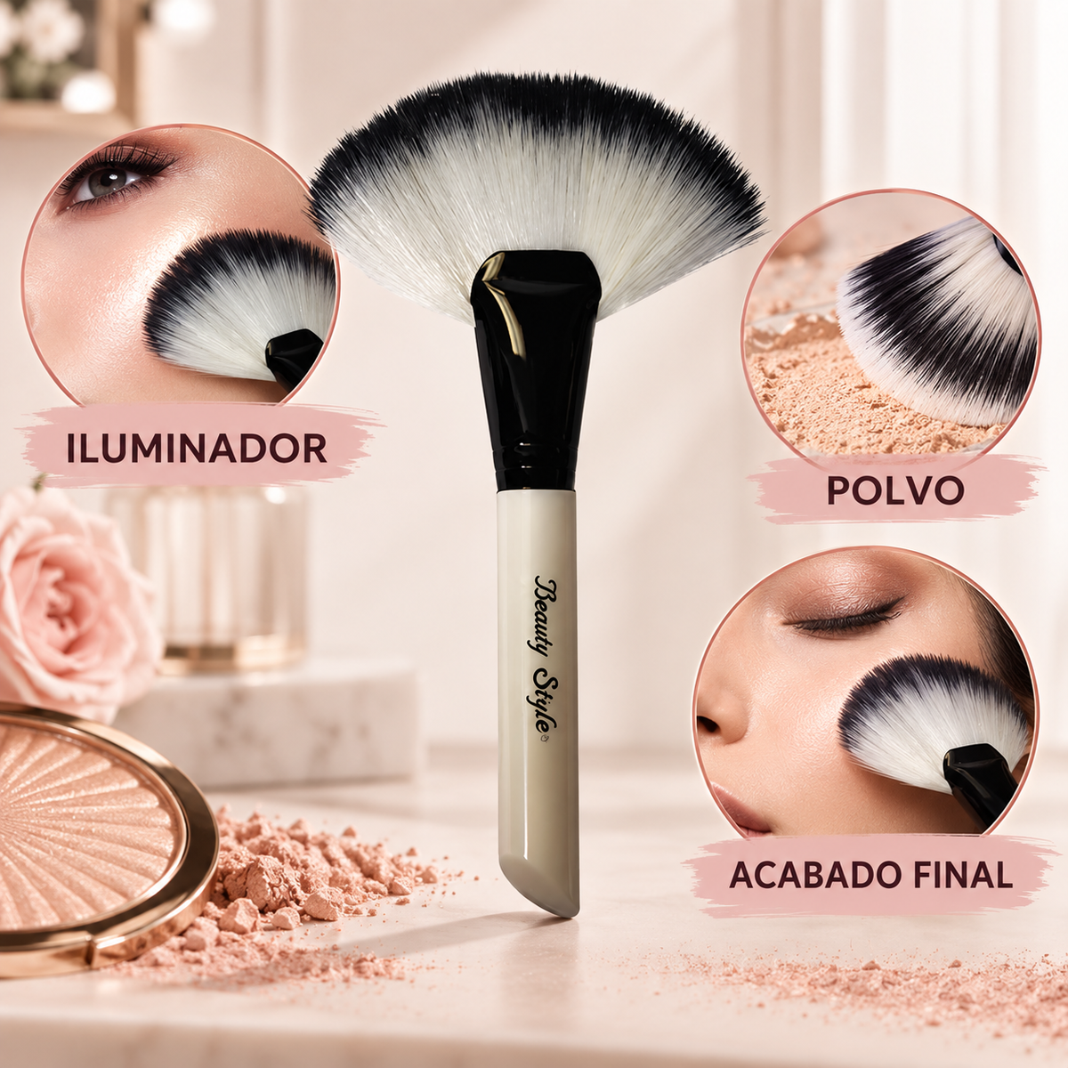 Beauty Style Brocha de Maquillaje Tipo Abanico 0156330