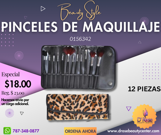 Beauty Style Kit de 12 Pinceles o Brocha de Maquillaje 0156342