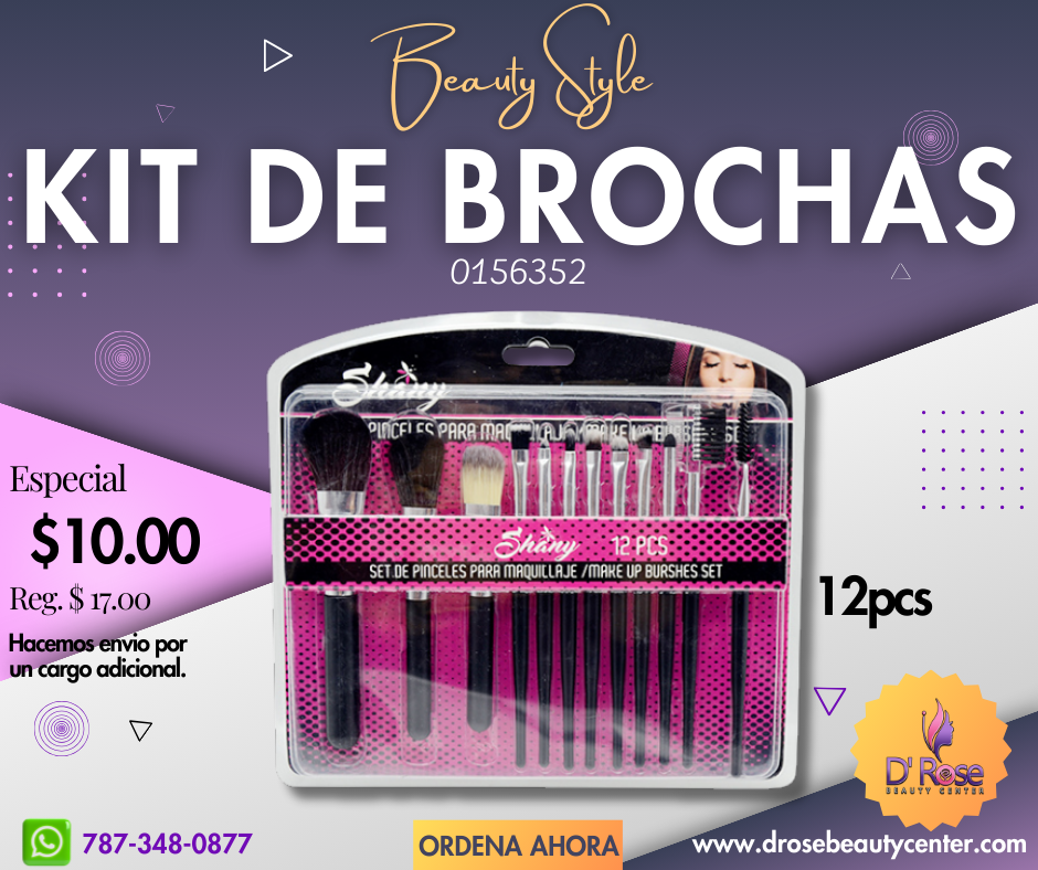 Shany Set de 12 Pinceles para Maquillaje 0156352