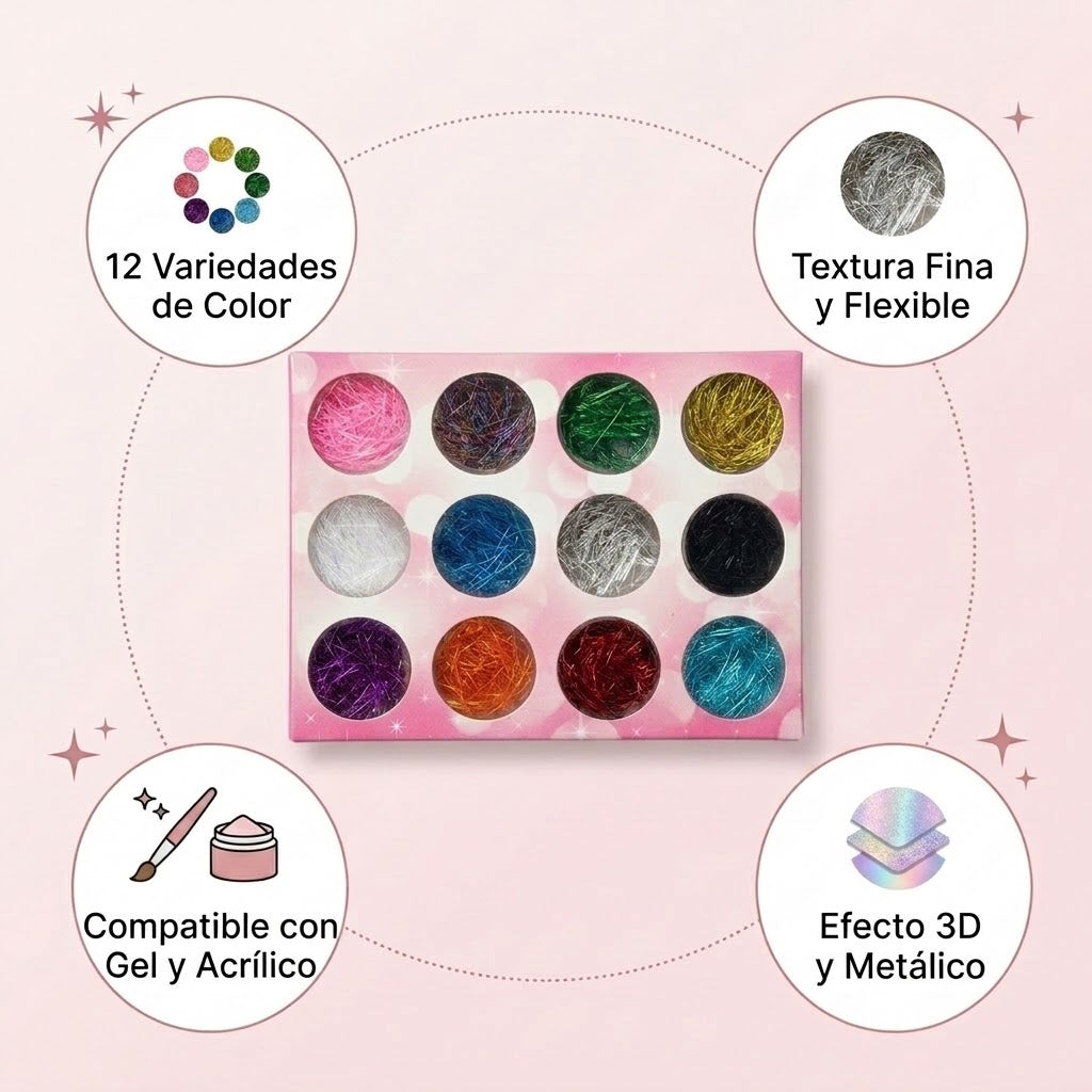 Spiral Glitter Holográfico para Uñas 12 Colores NSB0156