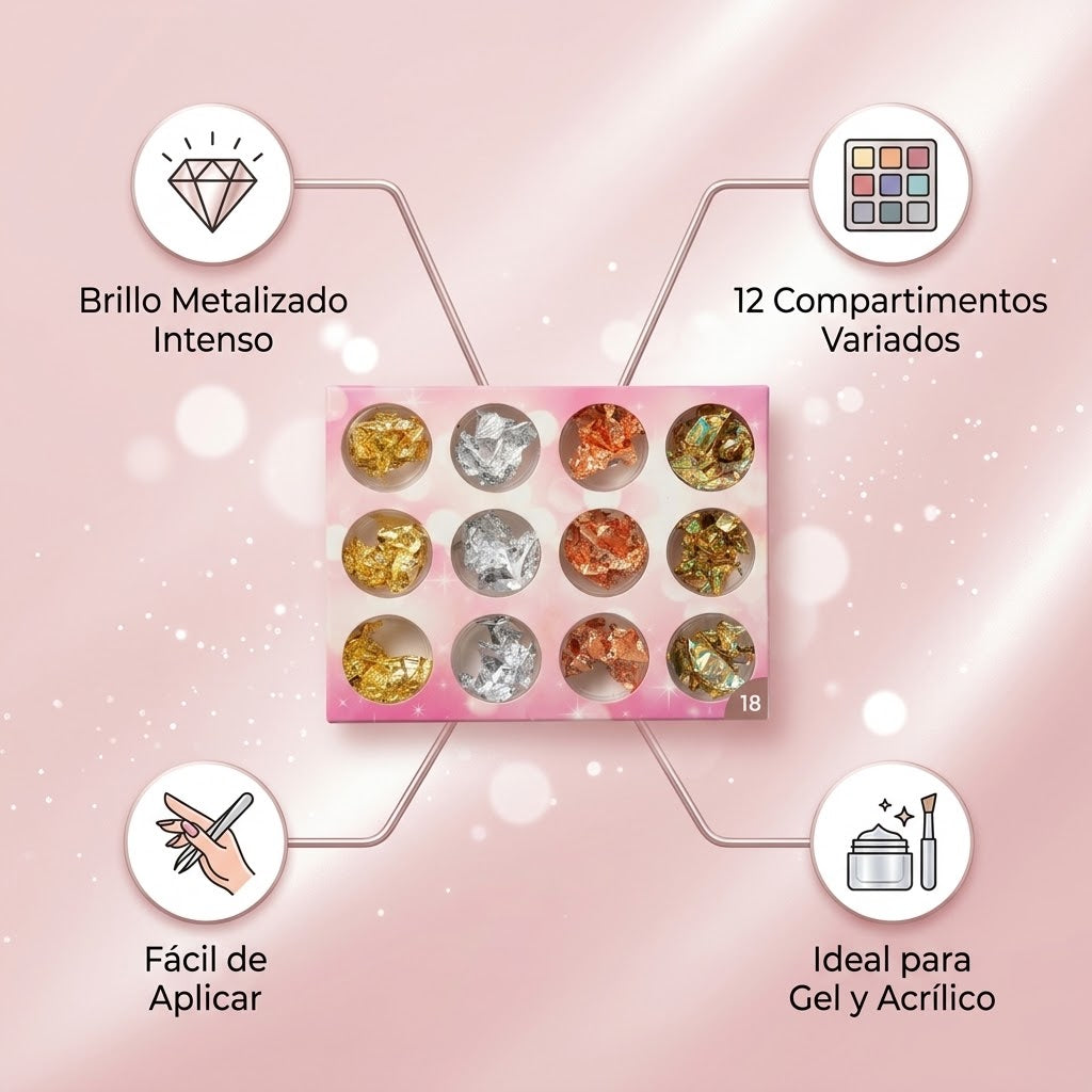 Kit de Bisutería para Uñas Spiral NSB0159, 12 Recipientes