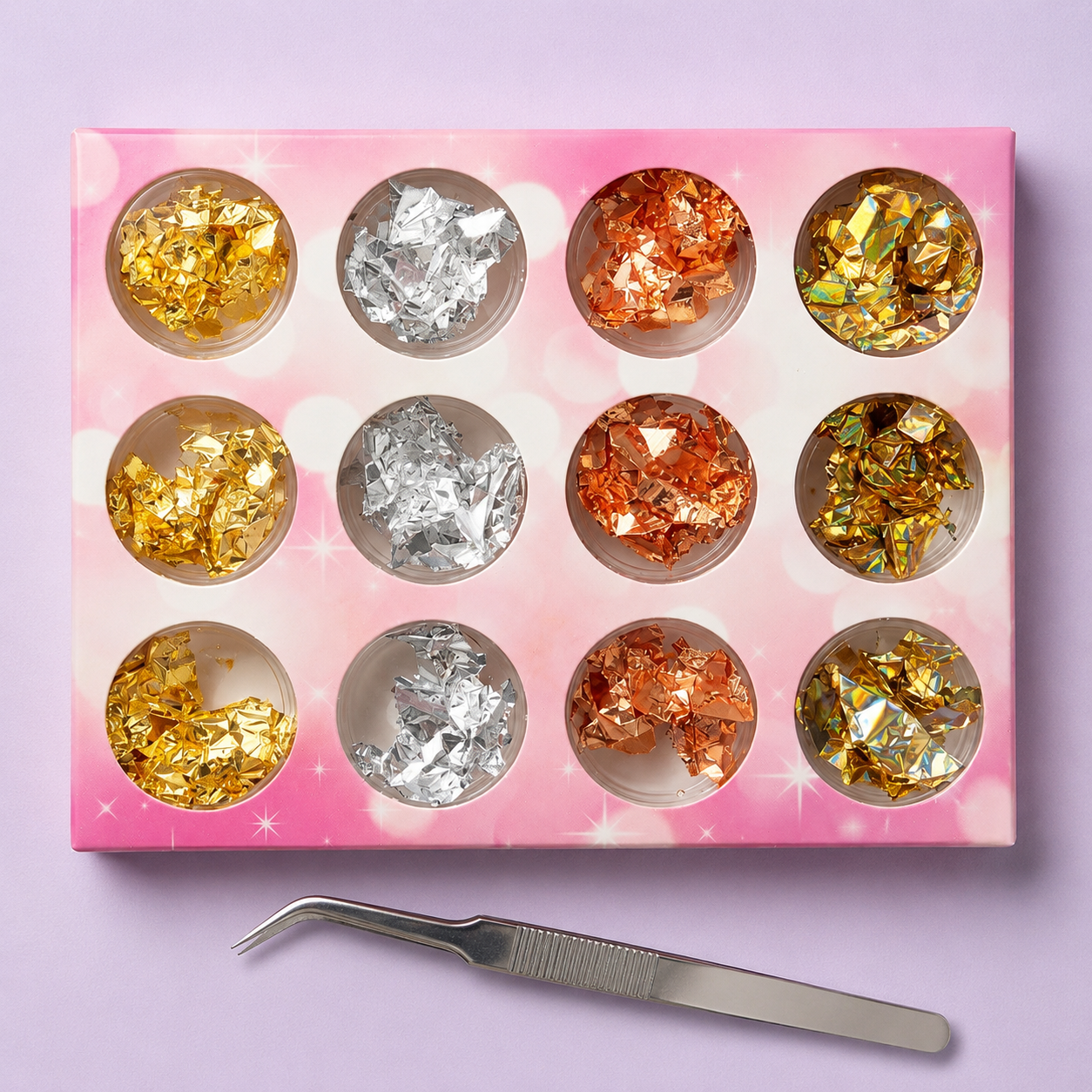 Kit de Bisutería para Uñas Spiral NSB0159, 12 Recipientes