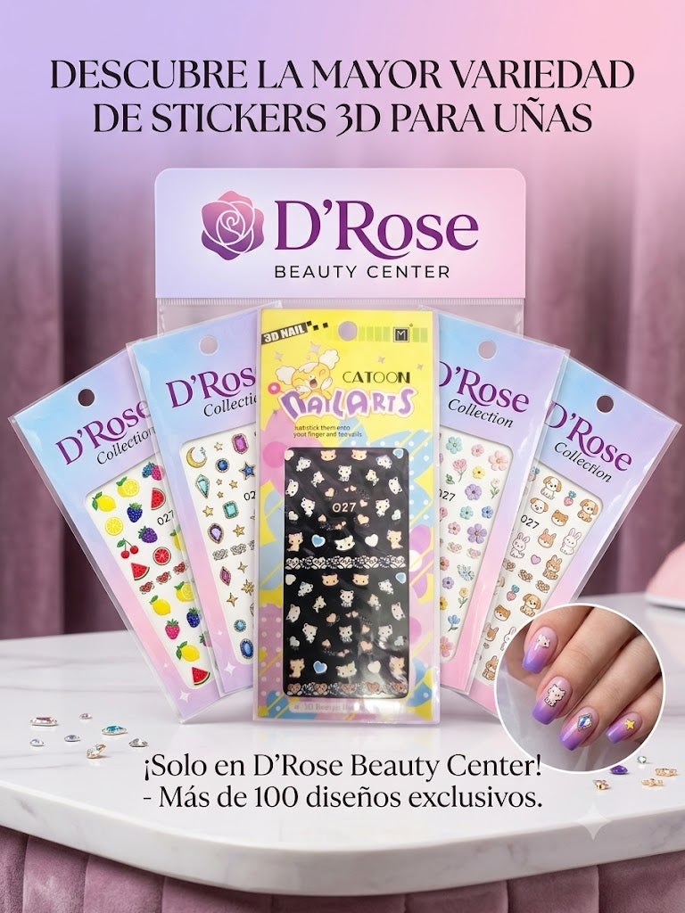 Catoon Nail Arts 3D Nail Stickers 027 – Gatitos, Corazones y Bordes Decorativos