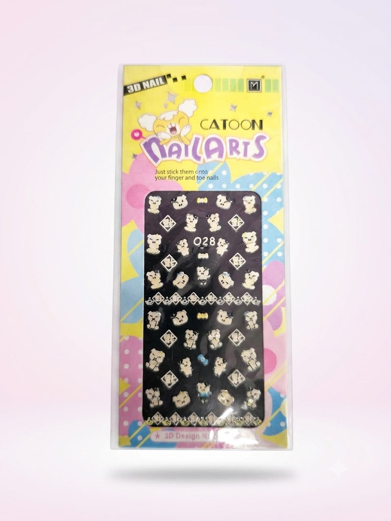 Catoon Nail Arts 3D Nail Stickers 028 – Animalitos, Lazos y Marcos Decorativos