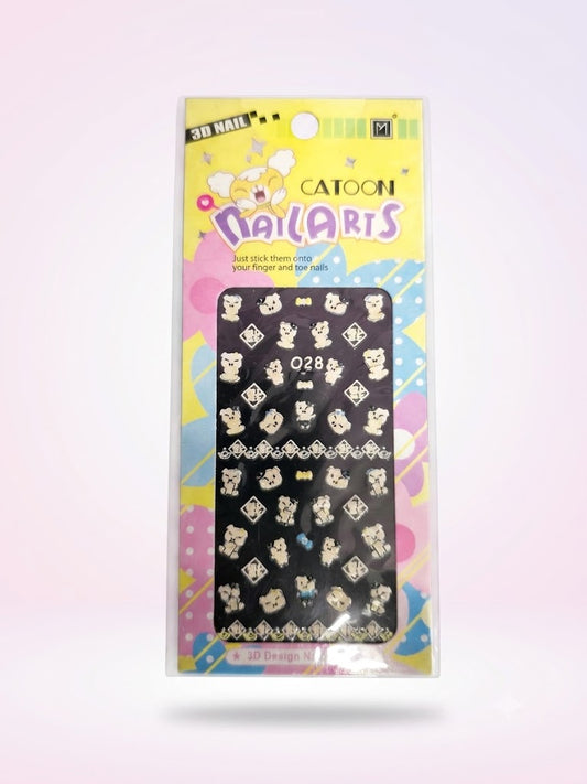 Catoon Nail Arts 3D Nail Stickers 028 – Animalitos, Lazos y Marcos Decorativos