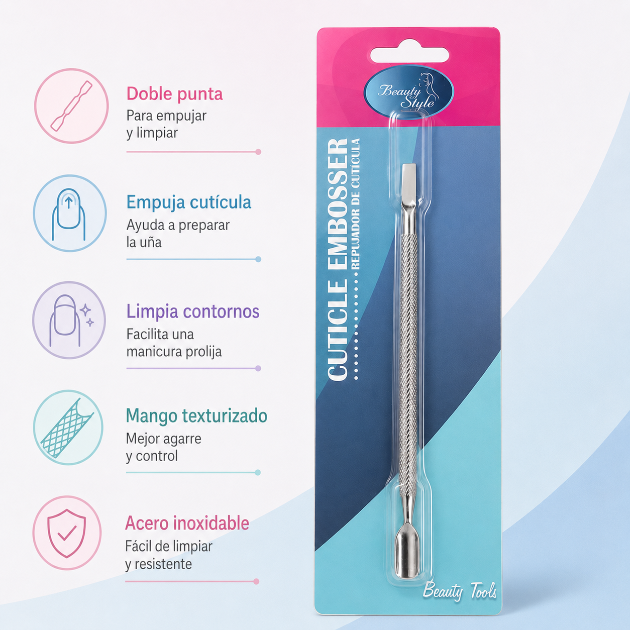 Beauty Style Empujador de Cutícula Doble Punta 5½” 0303603