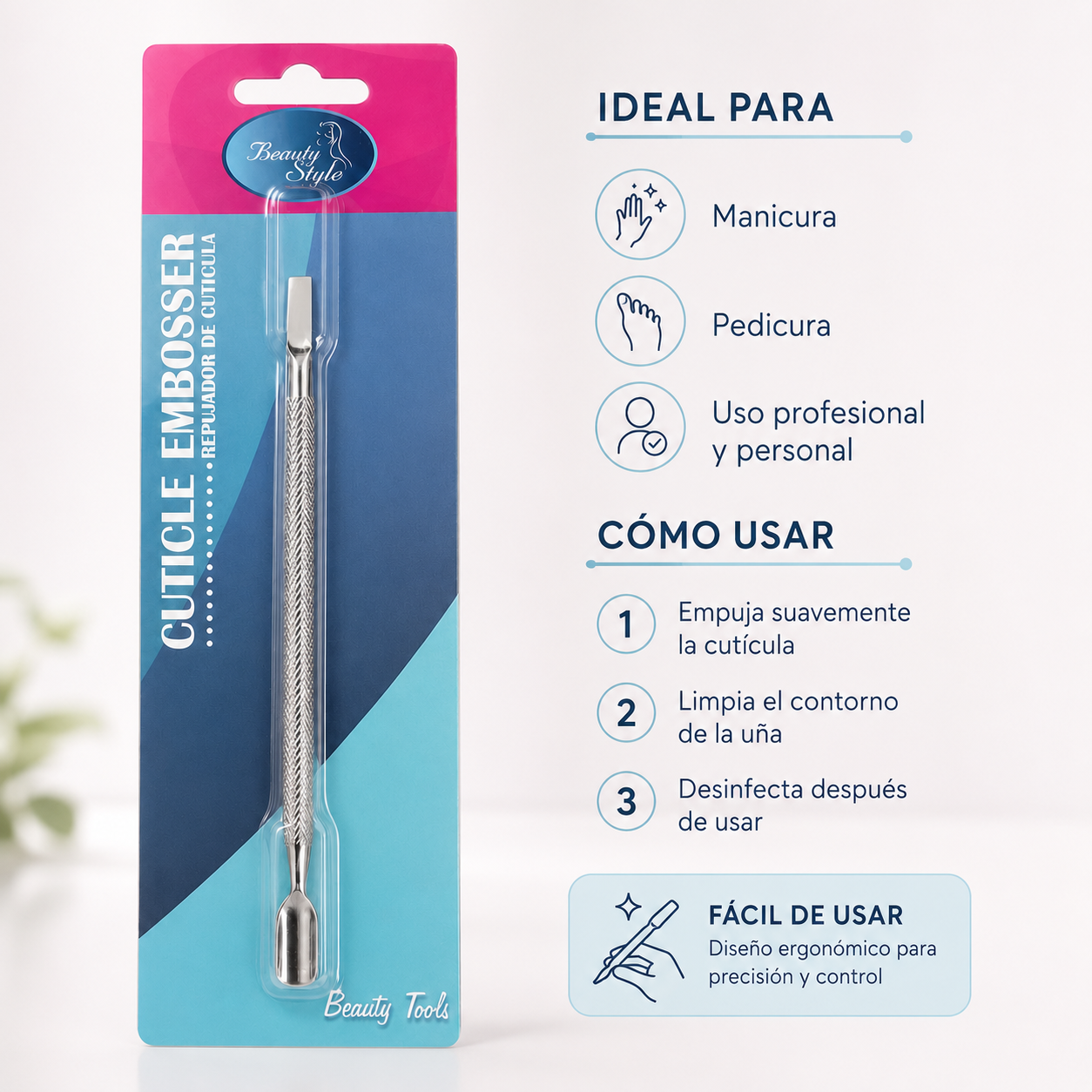 Beauty Style Empujador de Cutícula Doble Punta 5½” 0303603