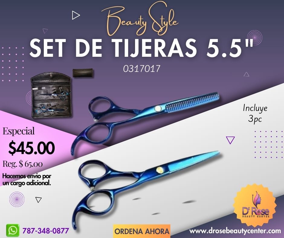 Beauty Style Set 3pc de Tijeras Titanium 5.5" 0317017