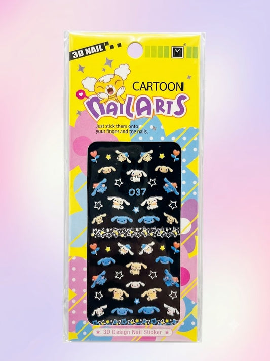 Cartoon Nail Arts 3D Nail Stickers 037 – Personajes de Orejas Largas, Estrellas y Corazones