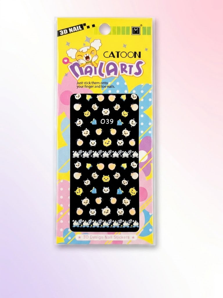 Catoon Nail Arts 3D Nail Stickers 039 – Animalitos y Detalles Multicolor