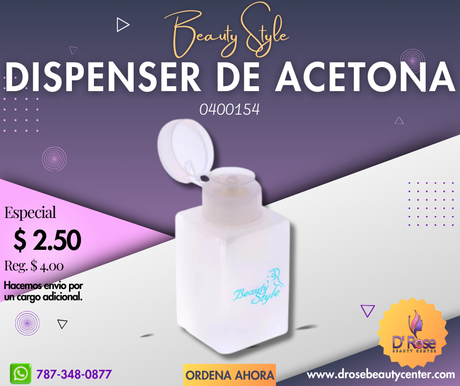 Beauty Style Dispenser de Acetona o Alcohol Cuadrado 0400154
