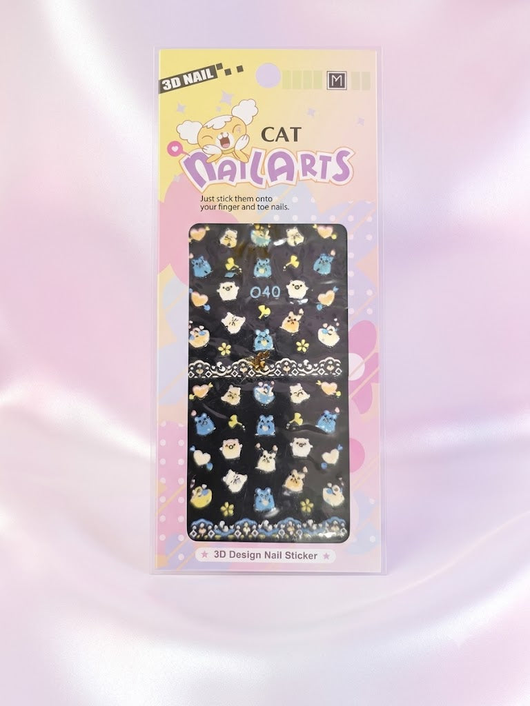 Cat Nail Arts 3D Nail Stickers 040 – Animalitos, Corazones y Detalles Decorativos