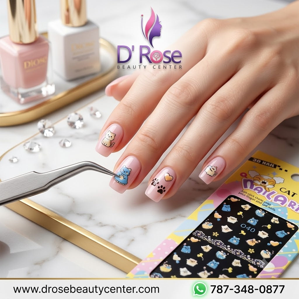 Cat Nail Arts 3D Nail Stickers 040 – Animalitos, Corazones y Detalles Decorativos