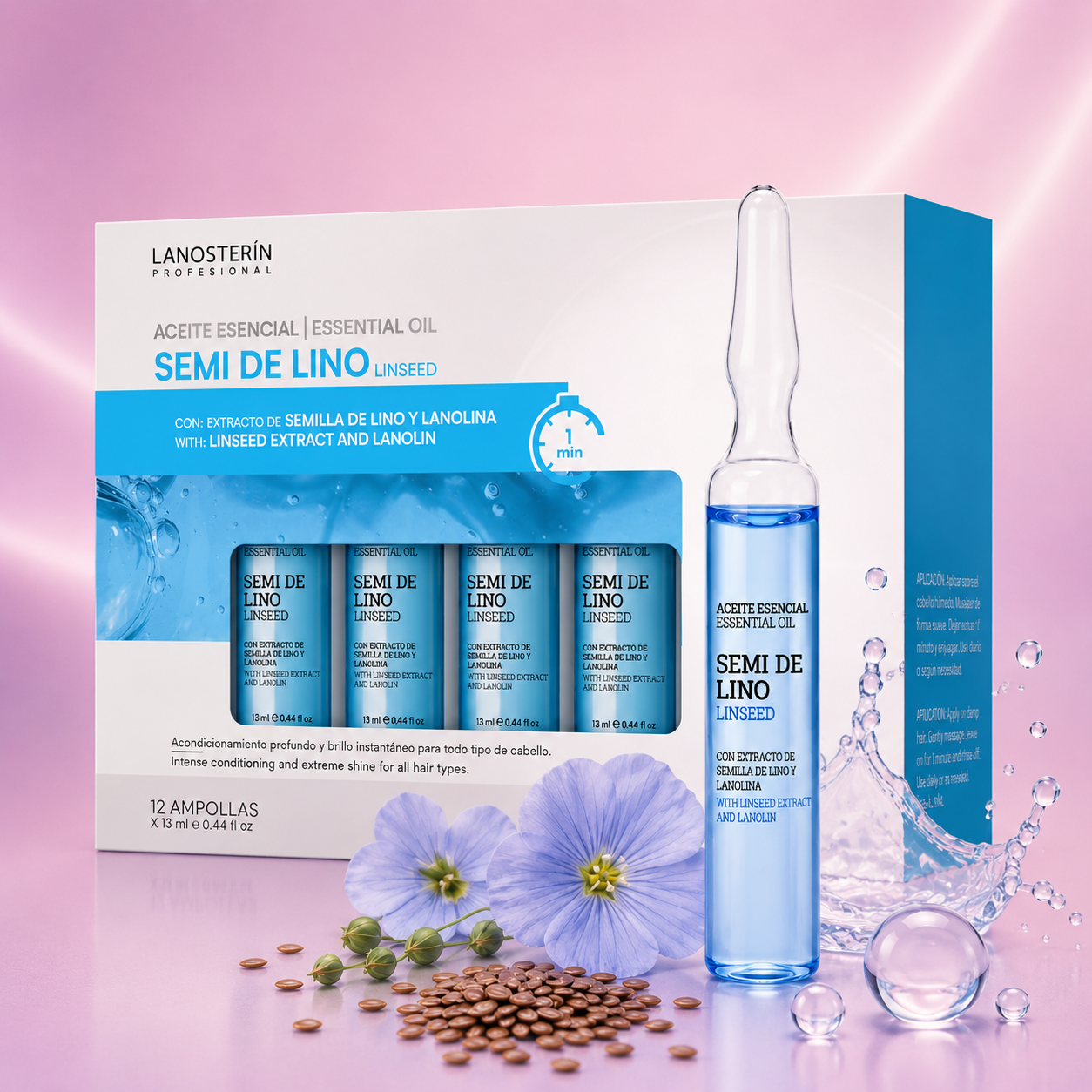 Lanosterín Profesional Ampolla Semi de Lino Aceite Esencial 0.44 oz 0520012