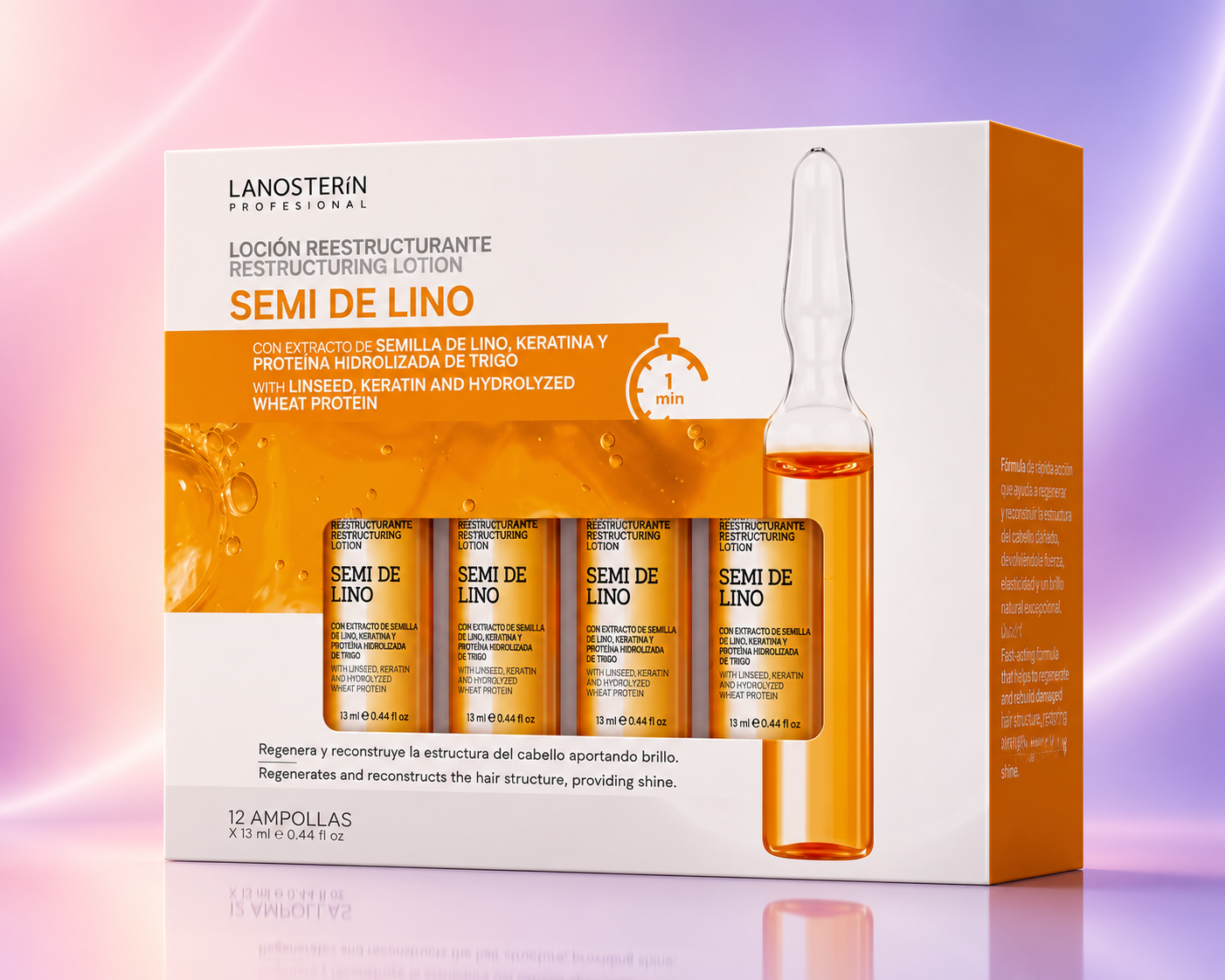 Lanosterín Profesional Ampolla Semi de Lino Loción Reestructurante 0.44 oz 0550012