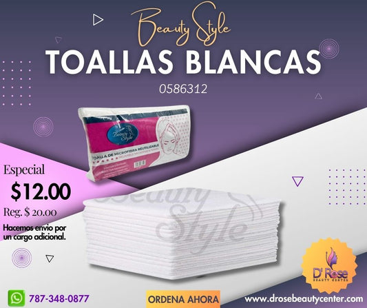 Beauty Style Toalla de Microfibra Color Blanca Pqt de 12 0586312