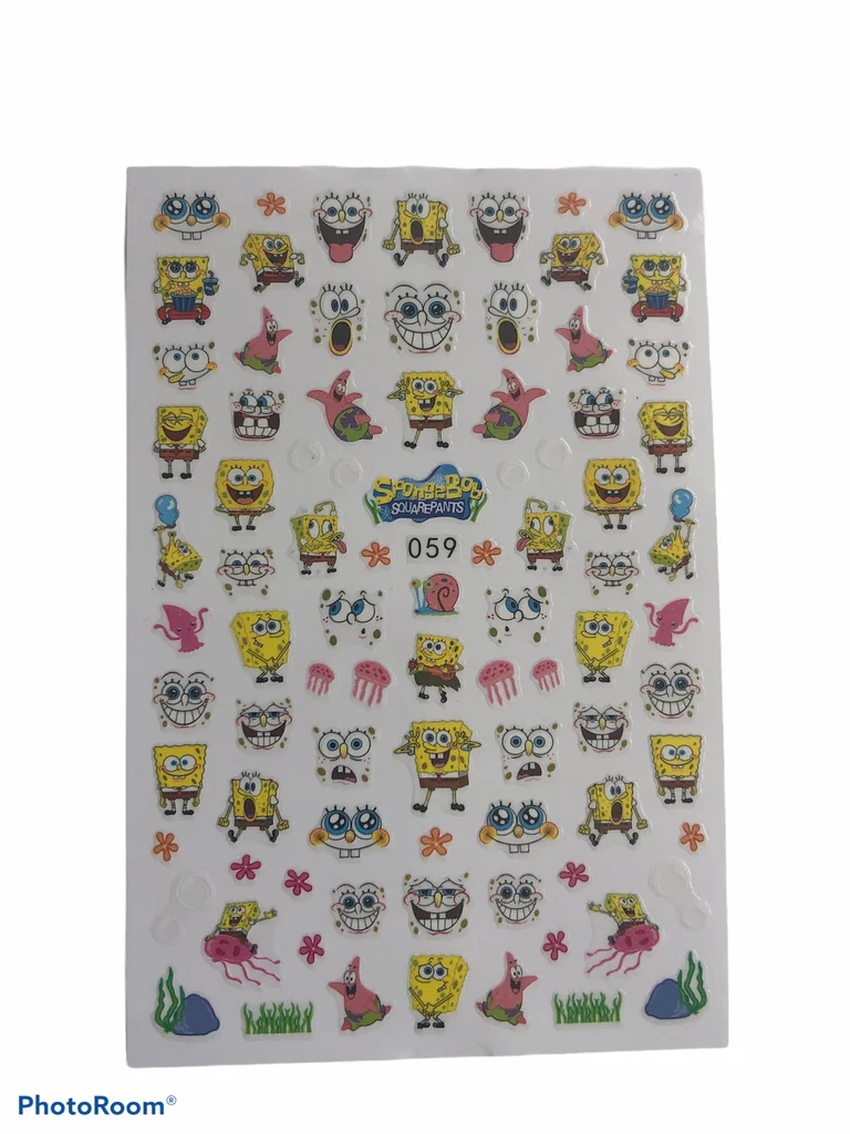 Miss Colour Nail Stickers para Uñas Bob Esponja 059