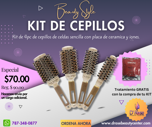 Beauty Style Kit de Cepillos Térmico 4pz de Cerámica e Iones 0618250-4K