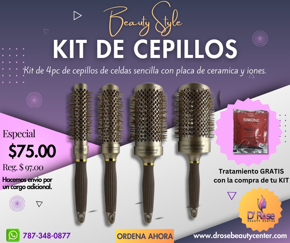 Beauty Style Cepillo Térmico Bambu Cerámicas e Iones Kit 4PC 0618260-5K
