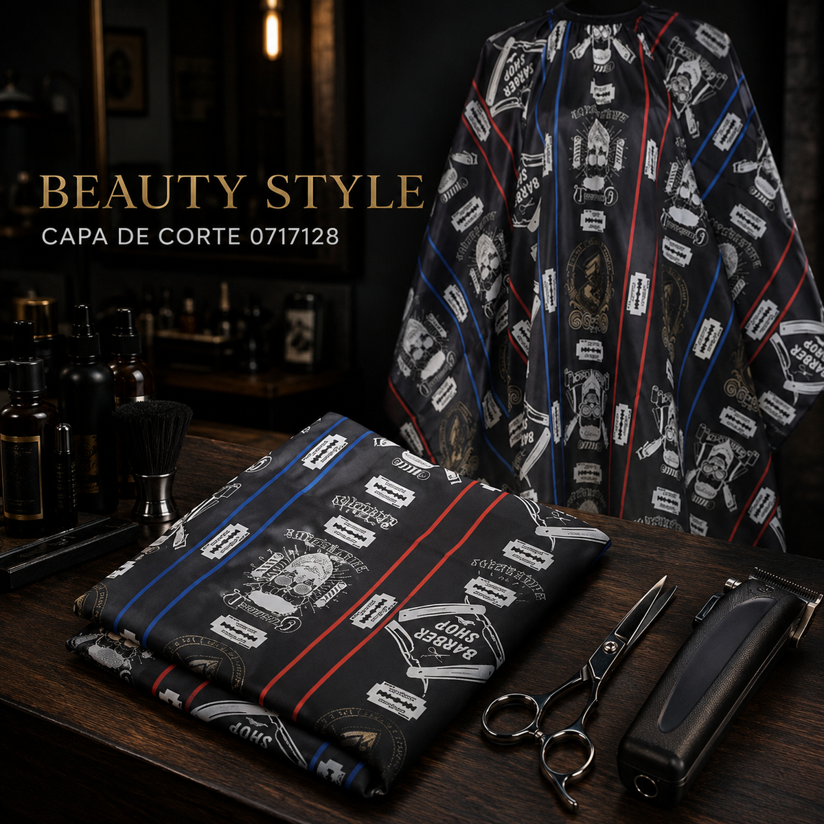 Beauty Style Capa de Corte para Barbero con Diseño 0717128