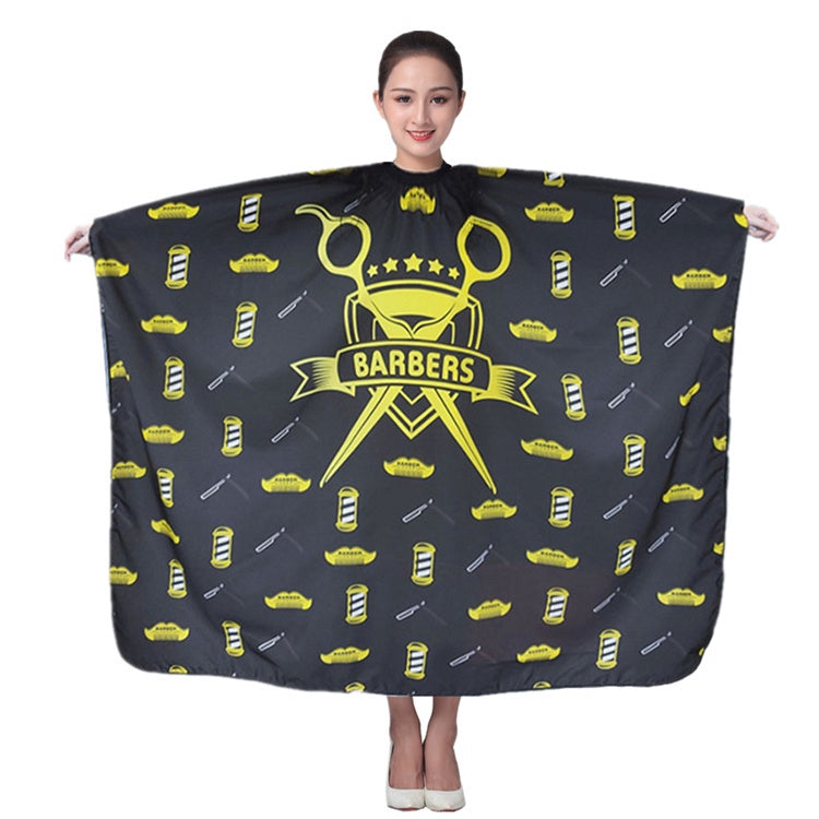 Beauty Style Capa de Corte para Barbería 0717165 | Negra con Diseño Amarillo