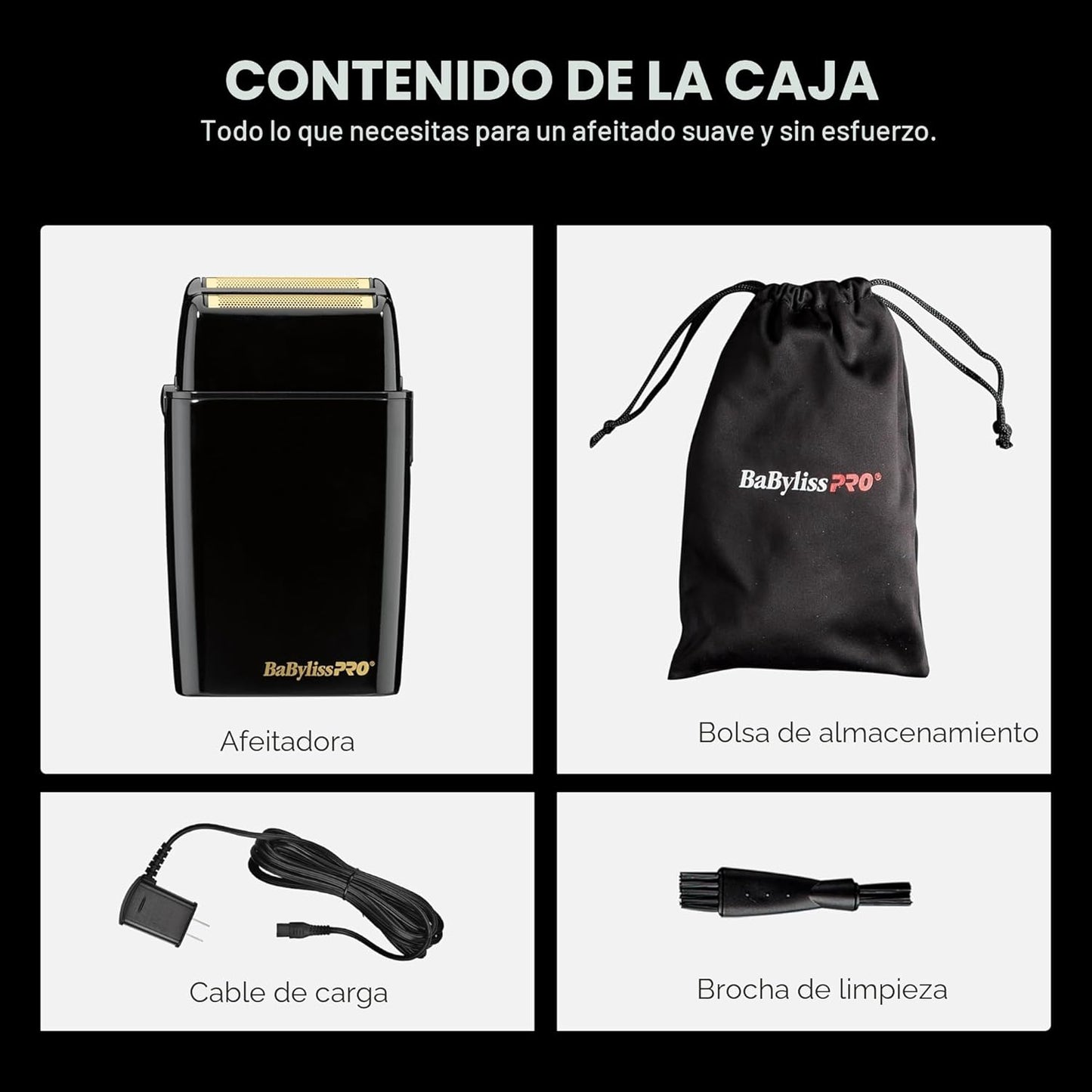 BaBylissPRO FOILFX02 Black – Afeitadora Profesional Double Foil Metal Shaver