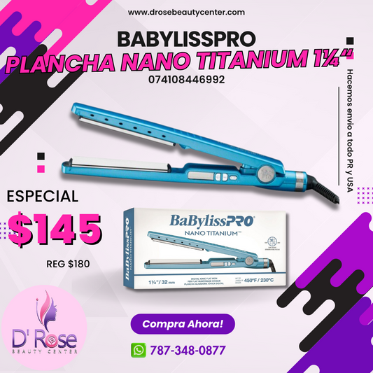 BABYLISSPRO PLANCHA NANO TITANIUM 1¼" 450°F 074108446992