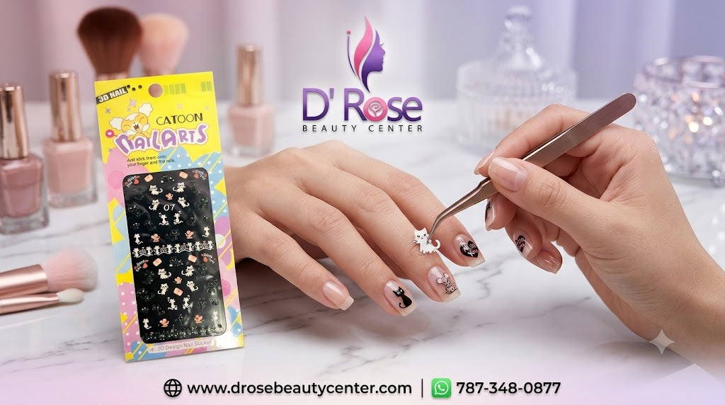 Catoon Nail Arts 3D Nail Stickers 07 – Gatos, Lazos y Corazones
