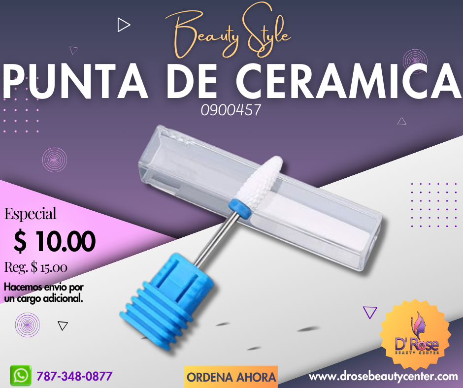 Beauty Style Punta de Maquina de Pulir Uñas de Ceramica Punta Plana M 0900457