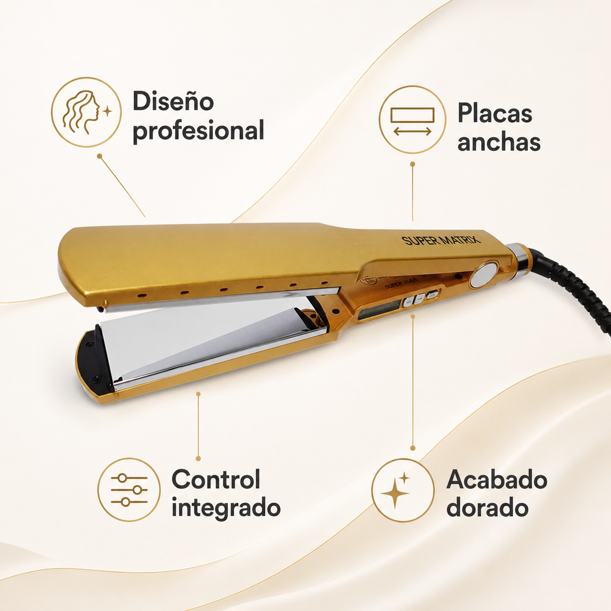 Plancha Profesional Super Matrix Keratina y Argán 1.75" 450 °F – 0904060