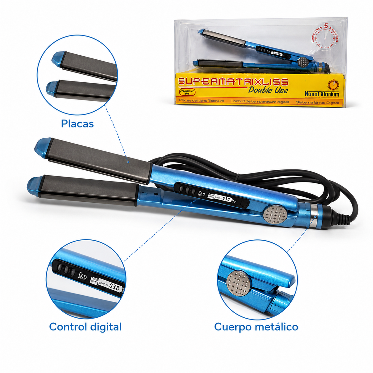 Beauty Style Super Matrix Liss Plancha Doble Uso 1” 0904070
