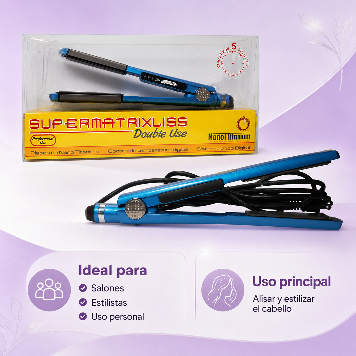 Beauty Style Super Matrix Liss Plancha Doble Uso 1” 0904070
